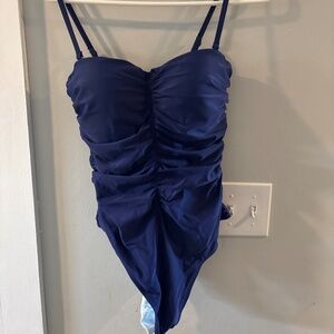 Navy blue runched one piece